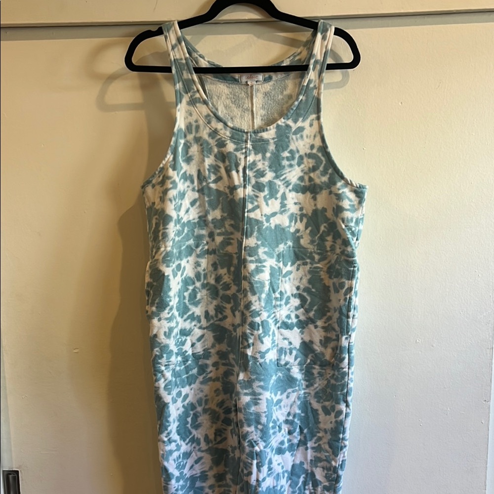Blue and White Tie-Dye Razorback Jumpsuit